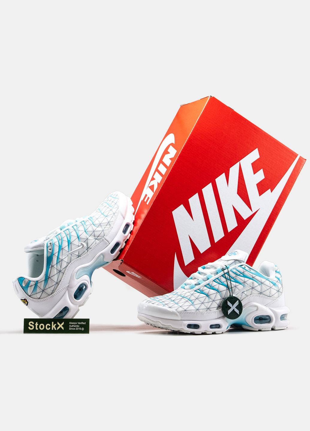 Кроссовки женские и мужские Nike Air Max TN Plus white blue | Найк Аир Макс ТН Плюс белые голубые No Brand белые демисезоны (315482998)