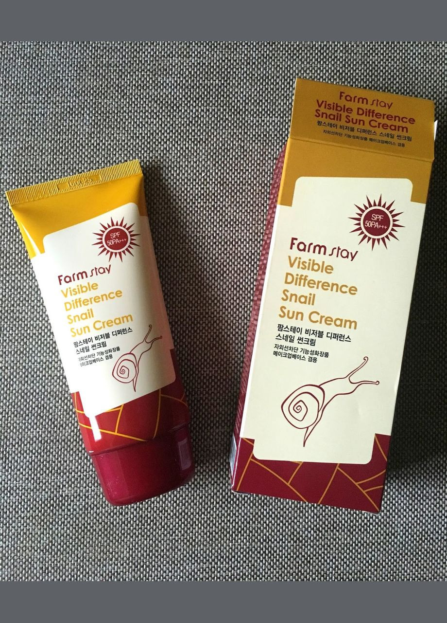 FarmStay Солнцезащитный крем с экстрактом улитки La Ferme Visible Difference Snail Sun Cream SPF50 PA+++, 70g — Крем, Южная Корея (367983159)
