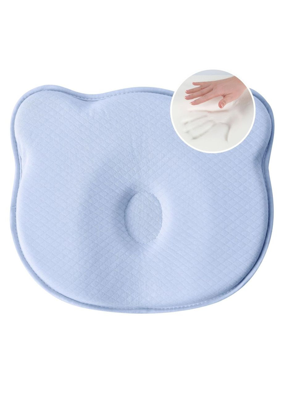 Подушка ортопедическая детская BabyComfort 27×22×3 см с эффектом памяти, в форме мишки голубая PAPAELLA (342116193)