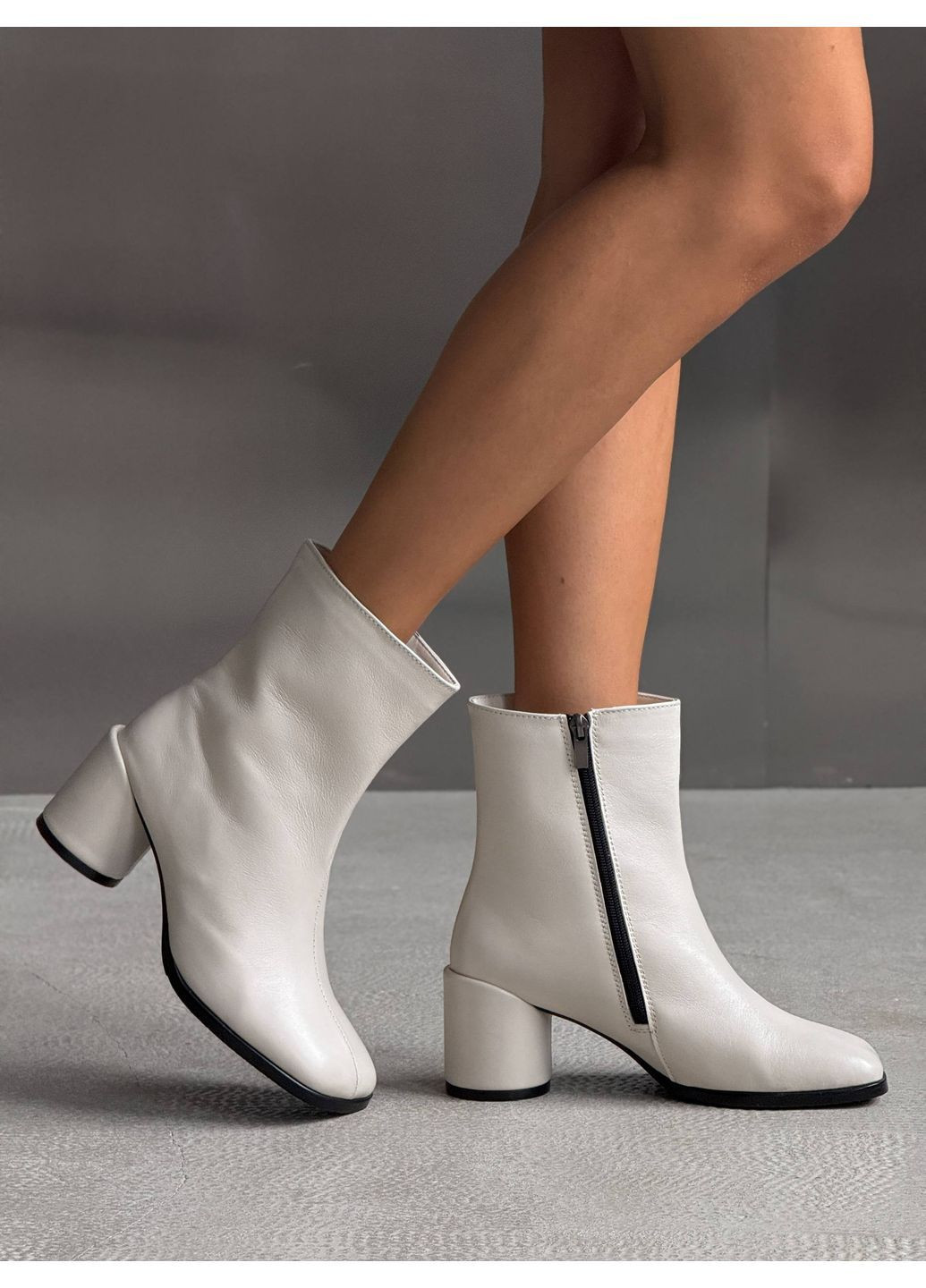 Молочні демісезонна стильні жіночі ботильйони No Brand