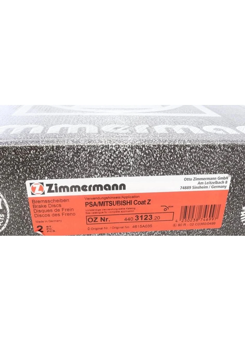 Диск тормозной (задний) Mitsubishi Outlander/Citroen C-Crosser 06-(302x10) (с покрытием) (п 440.3123.20 UA63 ZIMMERMANN (366184160)