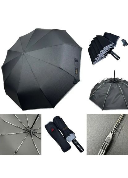 Чорна чоловіча парасолька автомат 10 спиць надійність у кожному русі Bellissima (365778543)