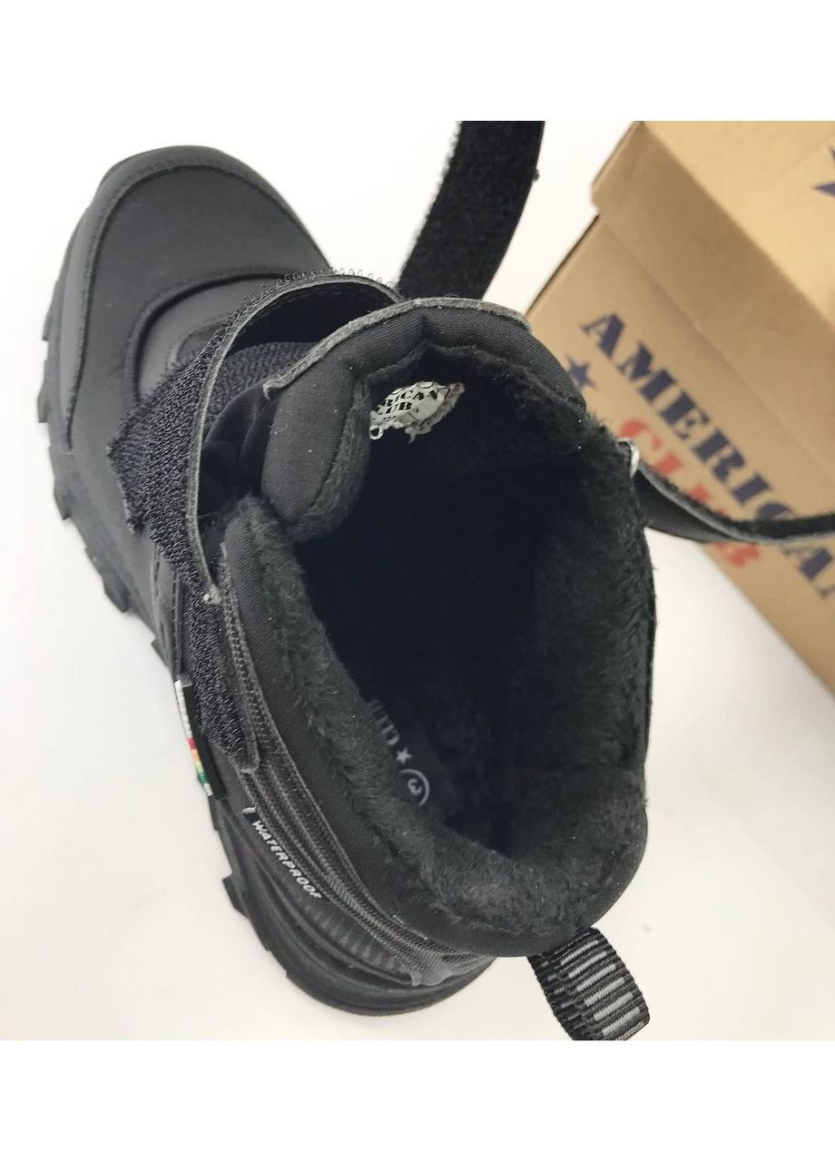 Черные осенние ботинки термо softshell уни. мех hl153 American Club
