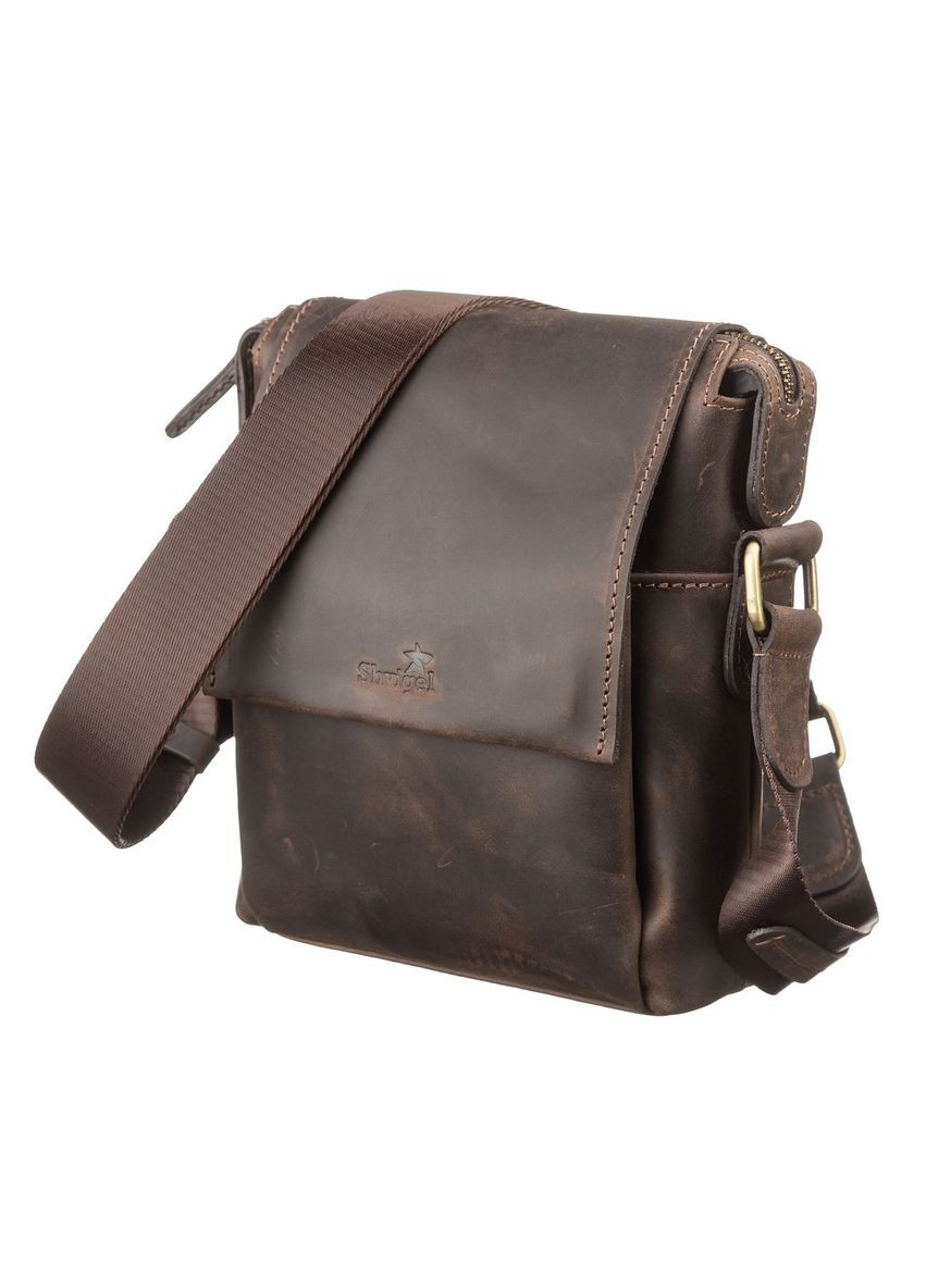 Сумка мужская кожаная через плечо 11093 Коричневая Shvigel (302008688)