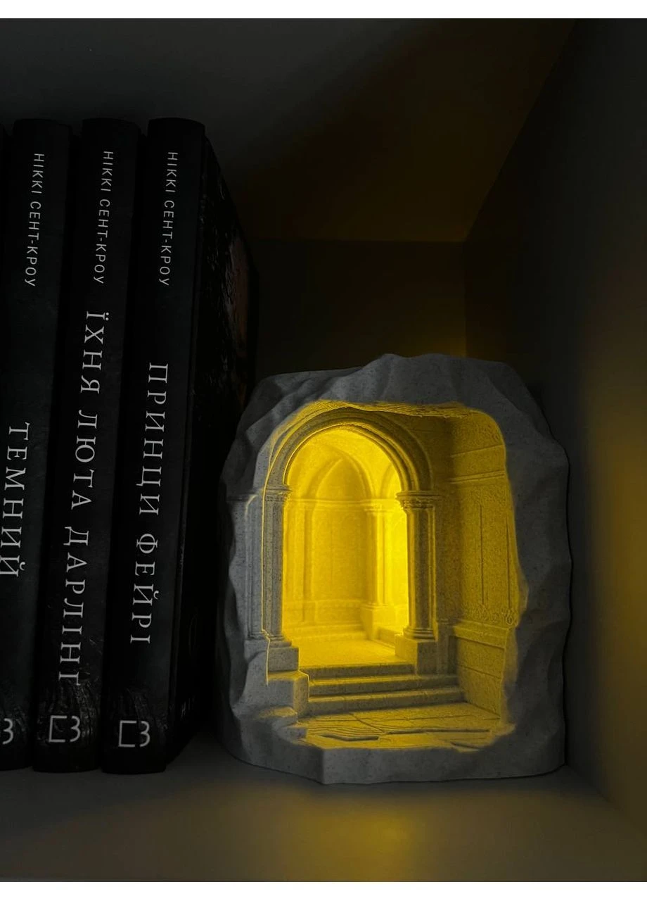 Букнук «Таємнича Арка» інтер'єрний тримач для книг з підсвічуванням під мармур (нічник на полицю) No Brand (396523897)