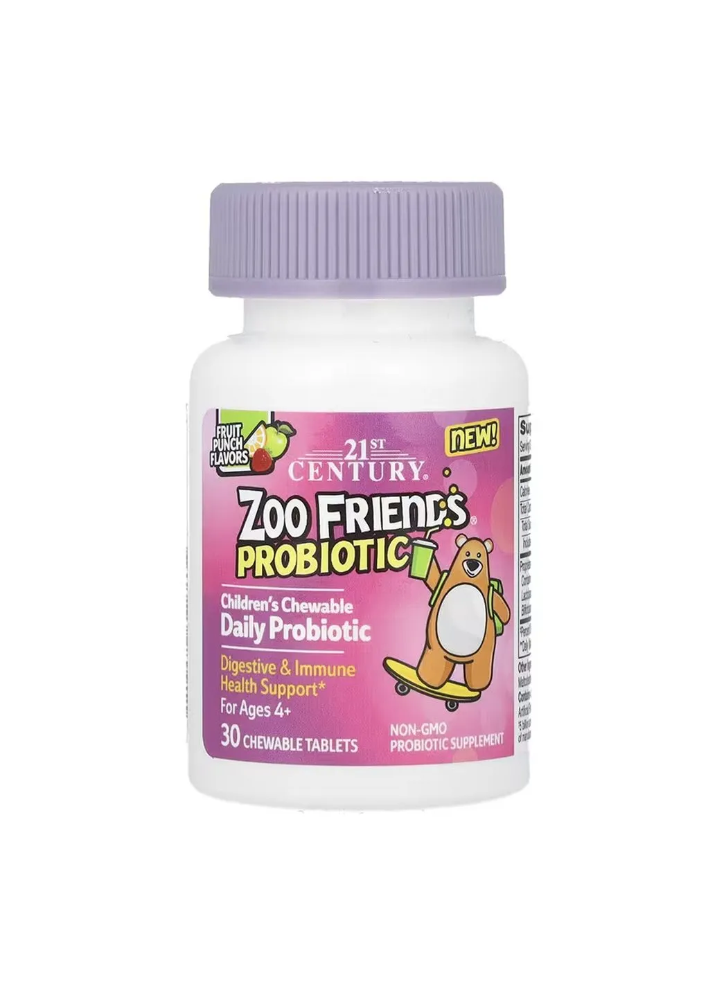 Zoo Friends Пробиотик - 30 жевательных таблеток 21st Century (378618043)