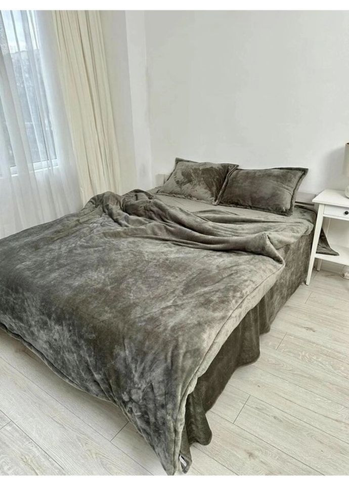 Постельное белье плюшевое евро Home 20761 200х220 см графитовое DUSHKA (327790603)