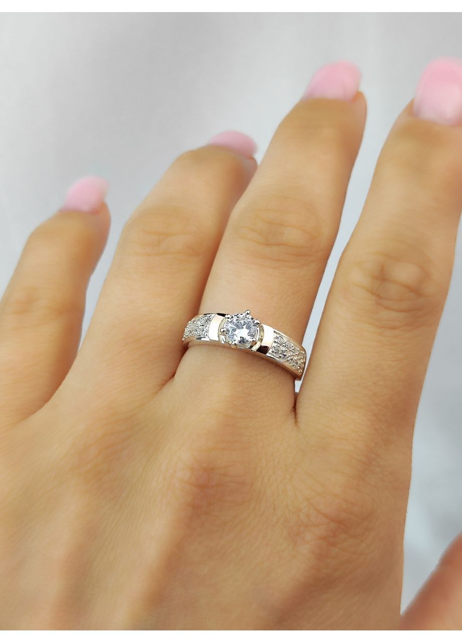 Каблучка срібна 925 проби із золотими вставками 375 проби 15.5-20р No Brand (366200276)