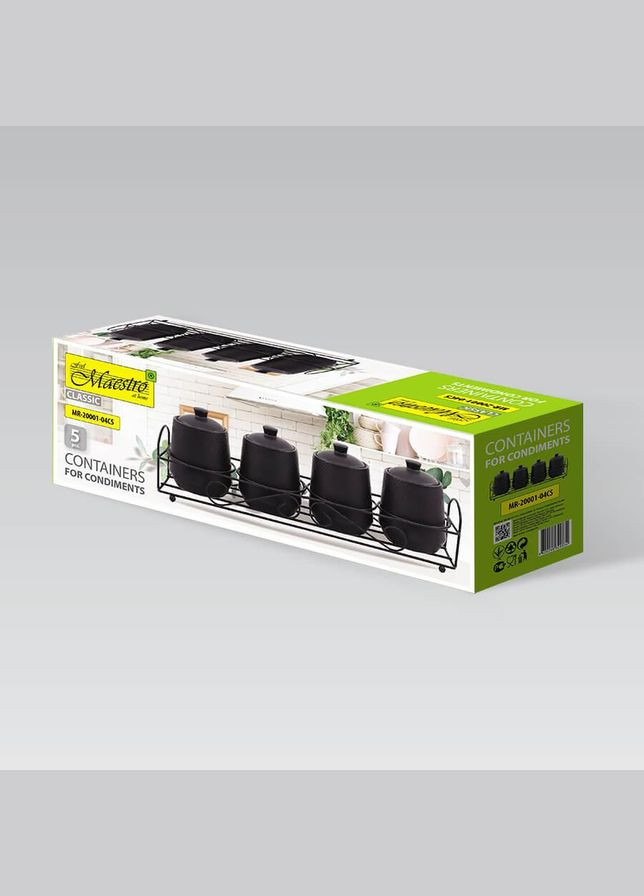 Набор для специй на подставке керамика Black 5 предметов (MR-20001-04CS) Maestro (334005647)