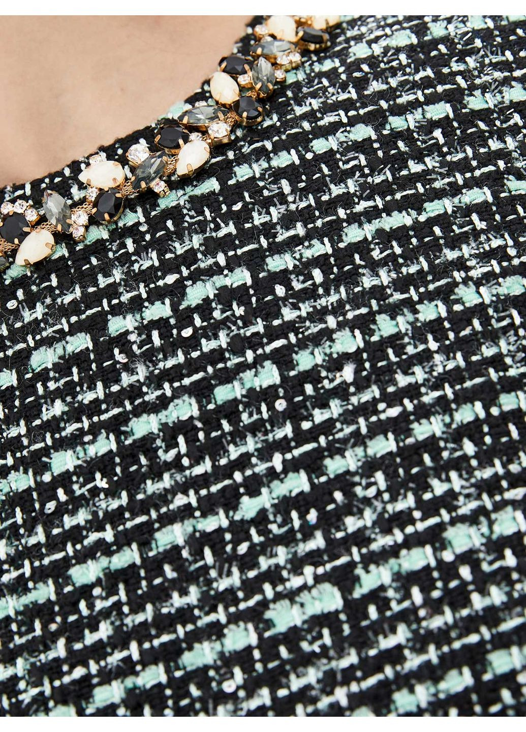 Комбінована твідова сукня з прикрасою з каміння - ua48 / eu42 Iren Klairie