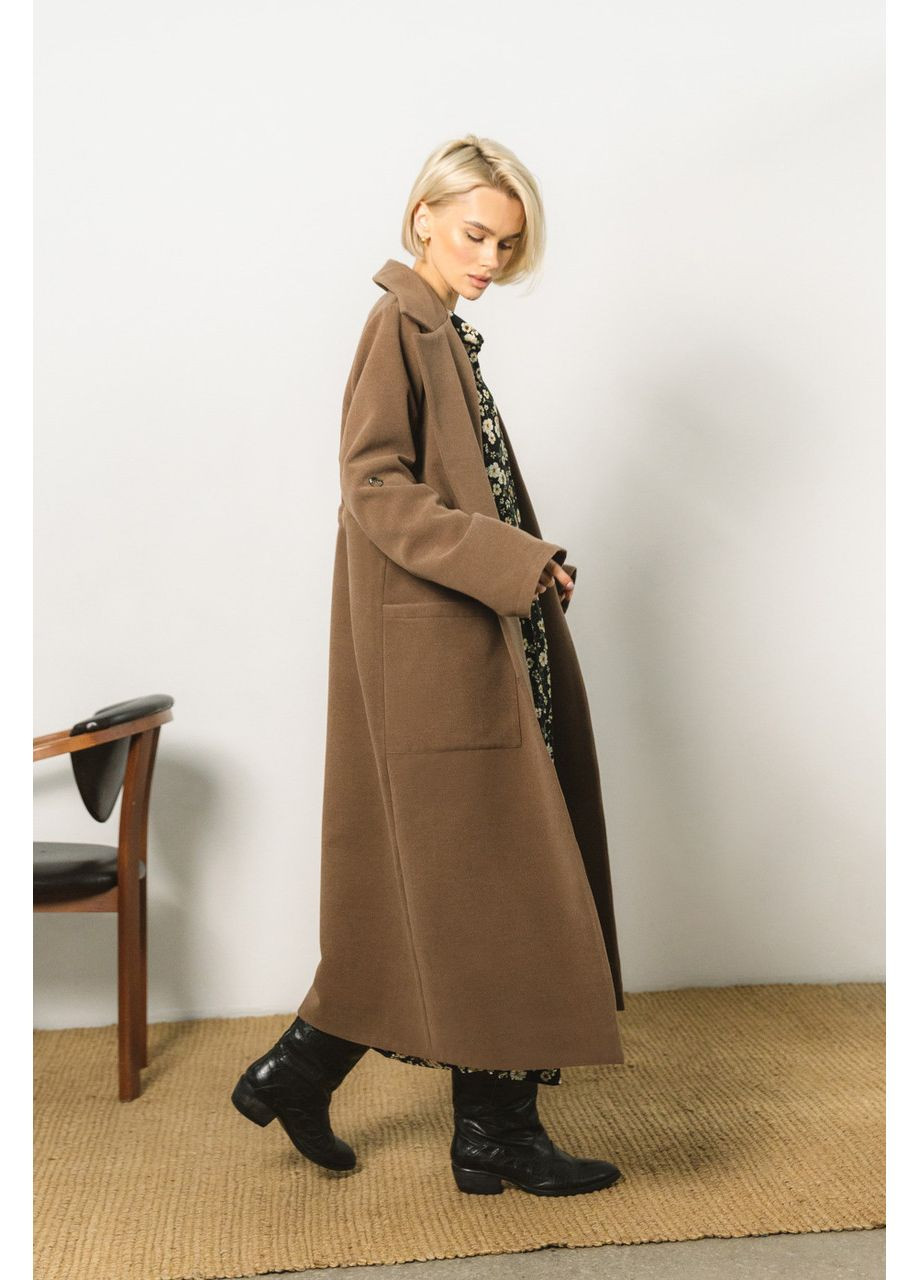 Коричневое демисезонное Коричневое кашемировое пальто Seventeen