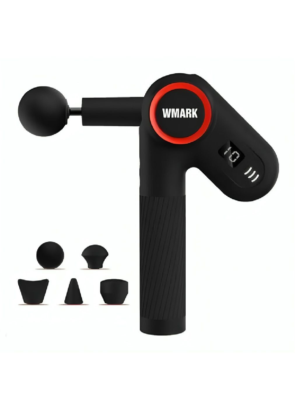 Перкуссионный аккумуляторный ручной массажер для тела с насадками 5 штук 3300 об/мин 2000 мАч 26×23×7 см (480664-Prob) Unbranded (340154254)