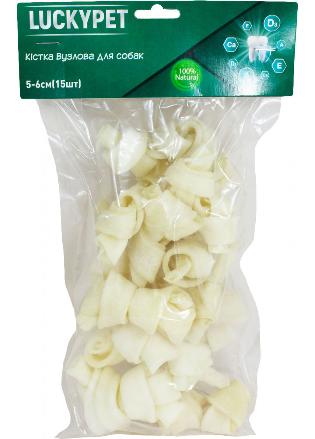 Ласощі для собак Кістка вузлова №1 5-6 см 15 шт (4820268552068) Lucky Pet (307794993)
