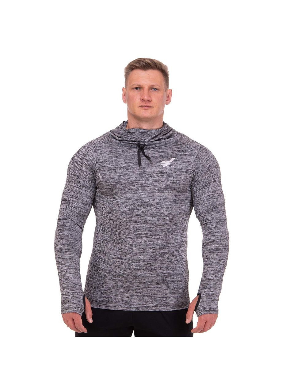 Чоловічий лонгслів компресійний спортивний чоловічий з капюшоном і вирізом для великого пальця CO-2017 Сірий Jason (326785245)