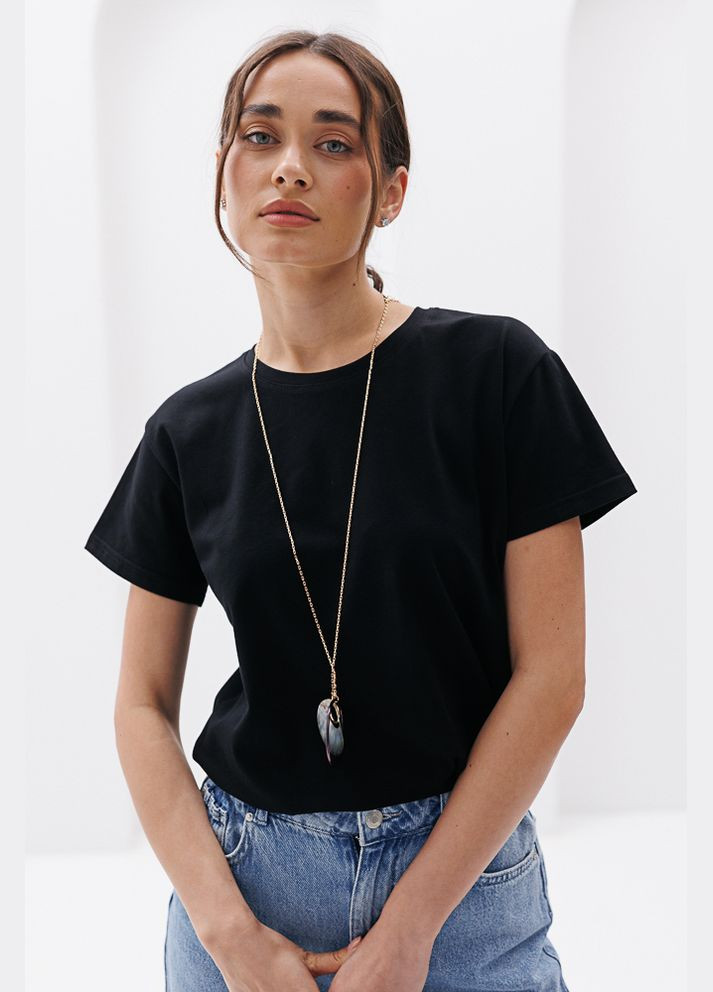 Базовая женская футболка молочного цвета Arjen - (297574682)