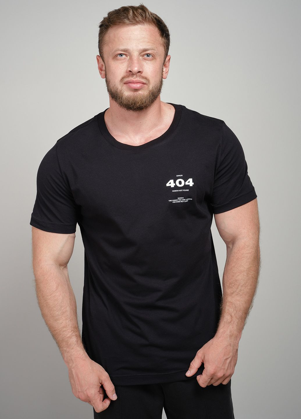 Черная мужская футболка error 404 103279 Power