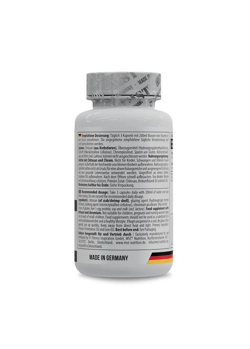 Хітозан і хром Chitosan With Chrom 500 мг 60 капсул MST (361116100)