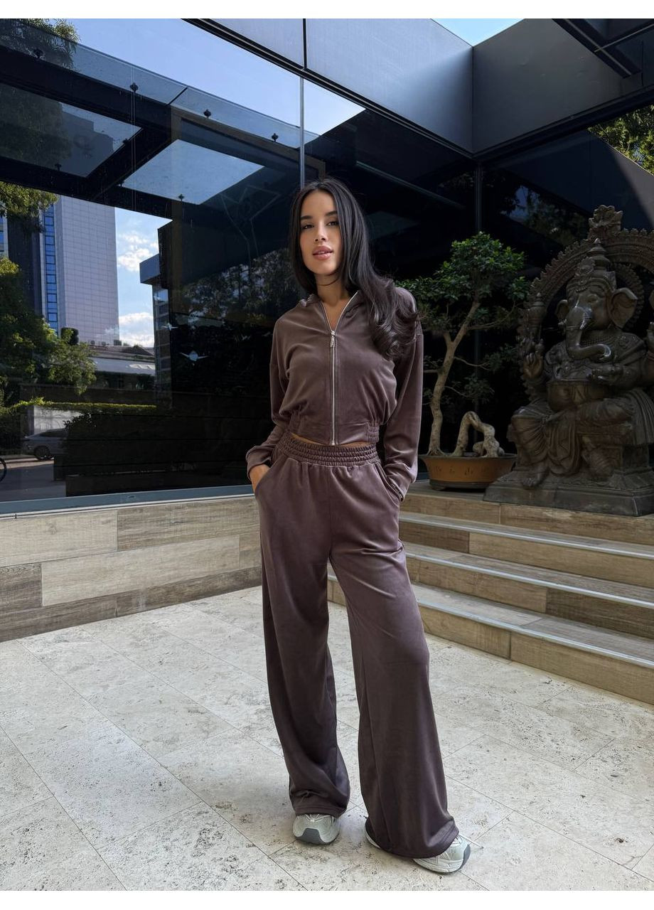 Жіночий велюровий костюм-трійка з палаццо No Brand Б780-1009/1 (355312628)