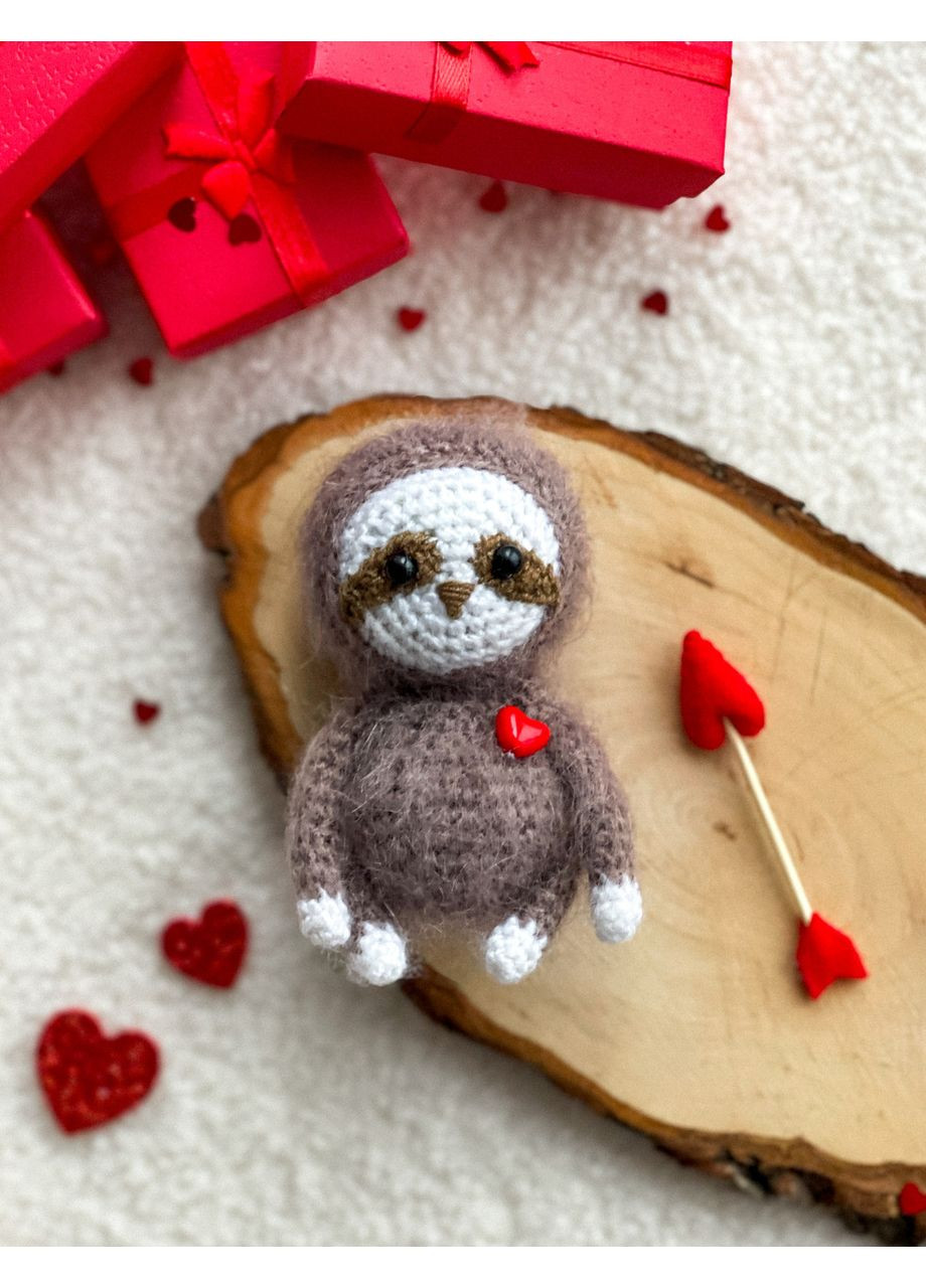 Ленивец, вязаная игрушка амигуруми ленивец, игрушка ручной работы, амигуруми для влюбленных No Brand (352474139)