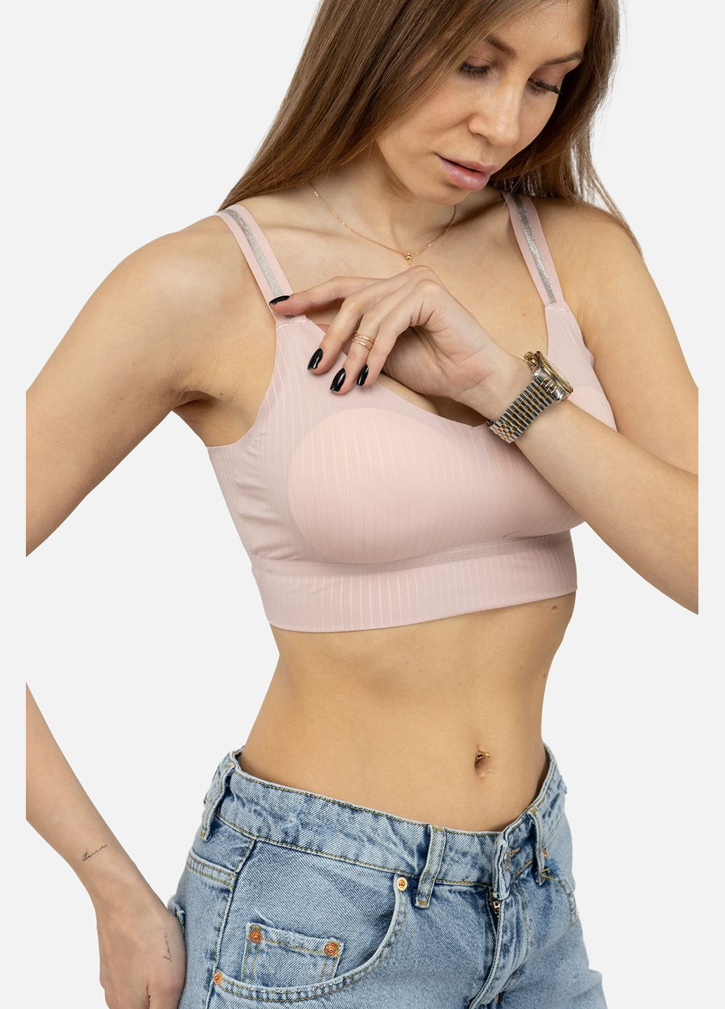 Жіночий спортивний топ колір пудровий ЦБ-00249735 Beisdanna (295272951)