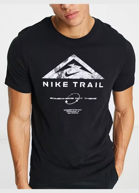 Черная футболка мужская Nike Mens Trail Outdoor Running Dri-fit T-Shirt Training