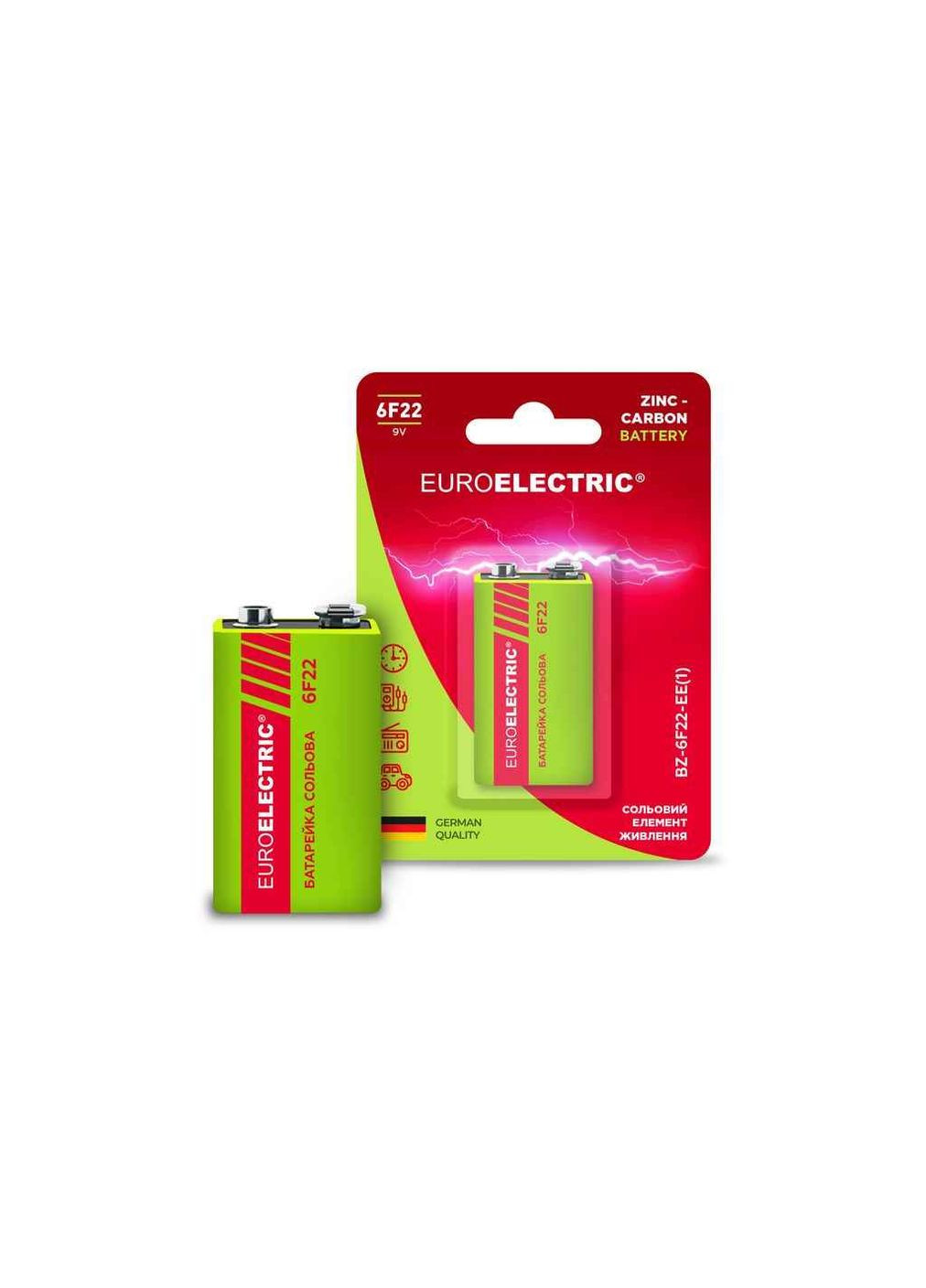 Батарейка солевая 6F22 1штшт 9V blister Euroelectric (361316916)