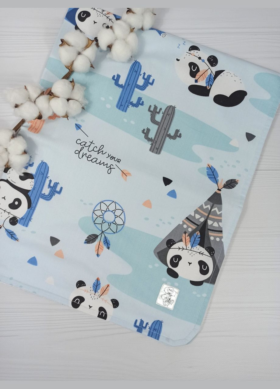 Пелюшка дитяча непромокаюча a.l.babybox Панда індіанець 50x80 см Блакитний No Brand (308752144)