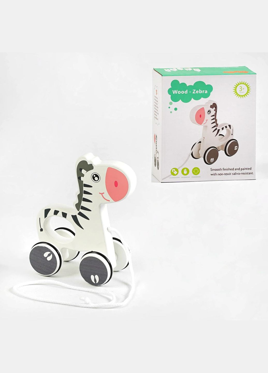 Игрушка-каталка Зебра деревянная C64010 Разноцветный shop (6900067640109) No Brand (362927534)