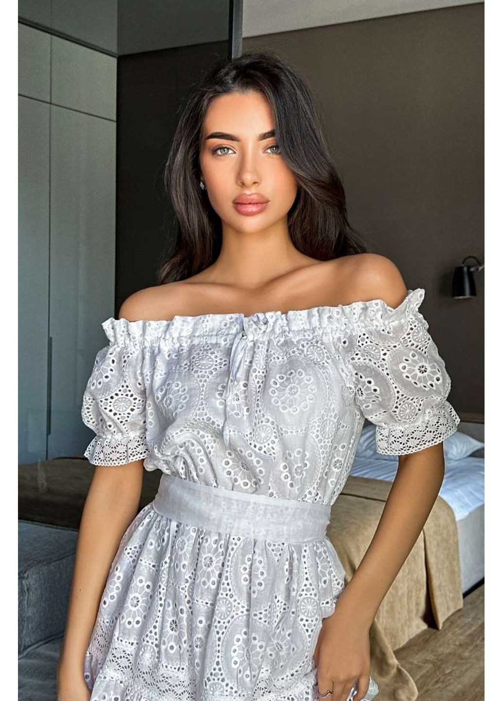 Молочна літня сукня прошва бавовна 22030 молочна Tanita-Romario