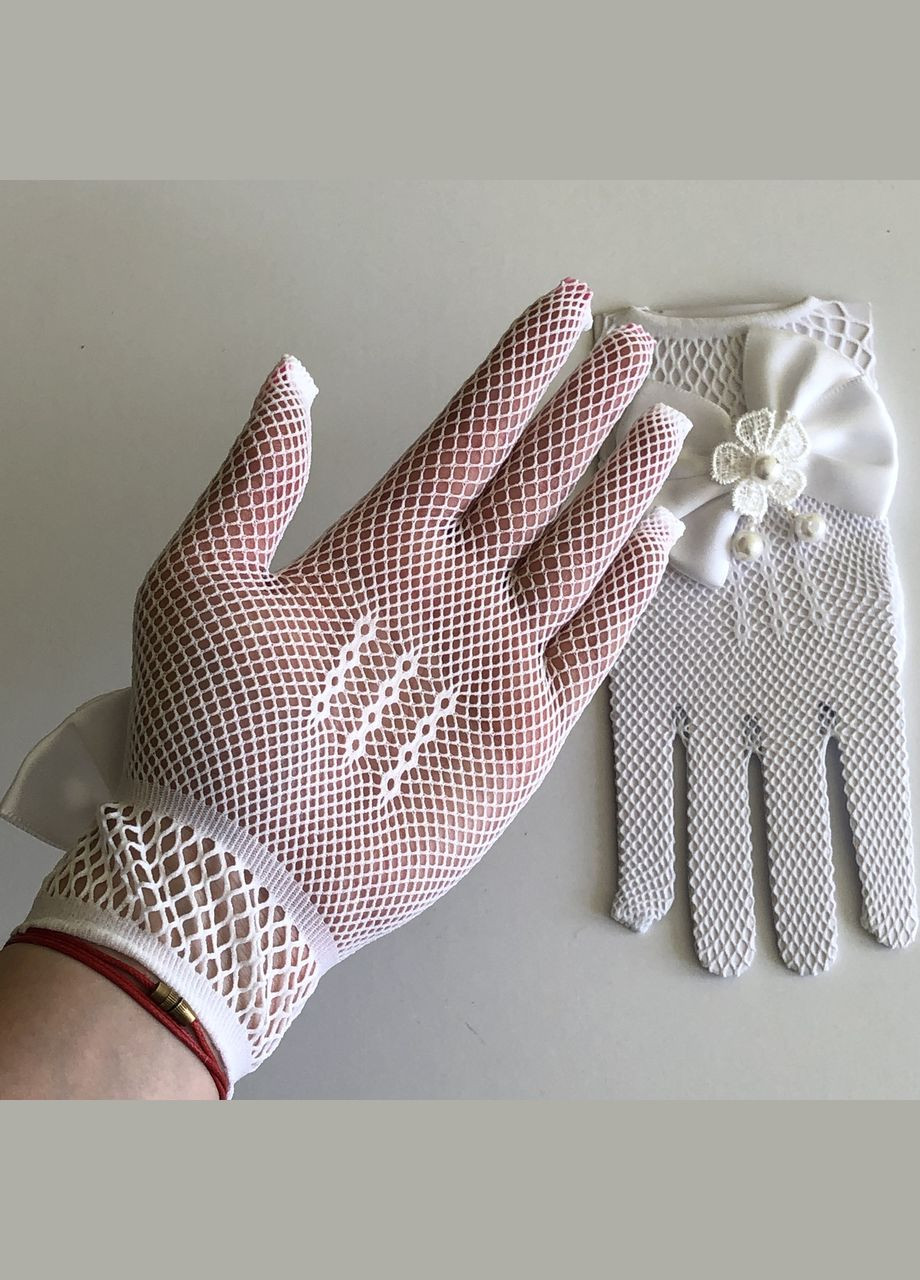 Женские сеточные перчатки с бантиками Honey Fashion Accessories XS/S/M белый (7-87) No Brand (313286126)
