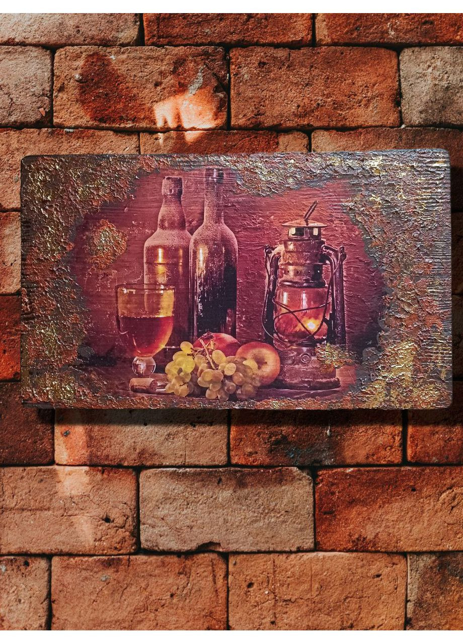 Панно "Аромат вина" 50×30 см, деревянный щит, объемные пасты и поталь, тёплые коричневые тона Handmade (360895942)