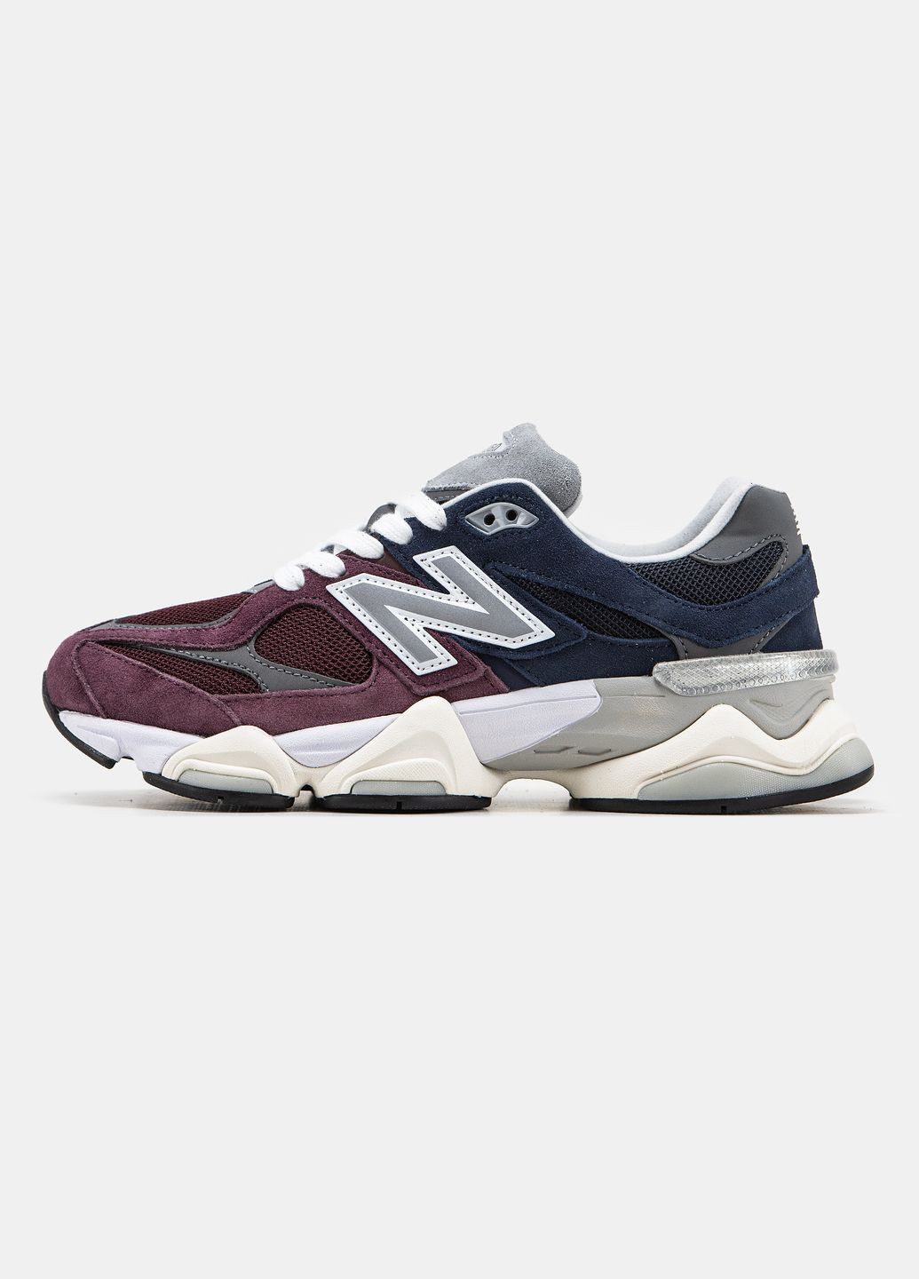Бордовые демисезонные кроссовки мужские и женские new balance 9060 burgundy | нью беланс 9060 бордовые No Brand