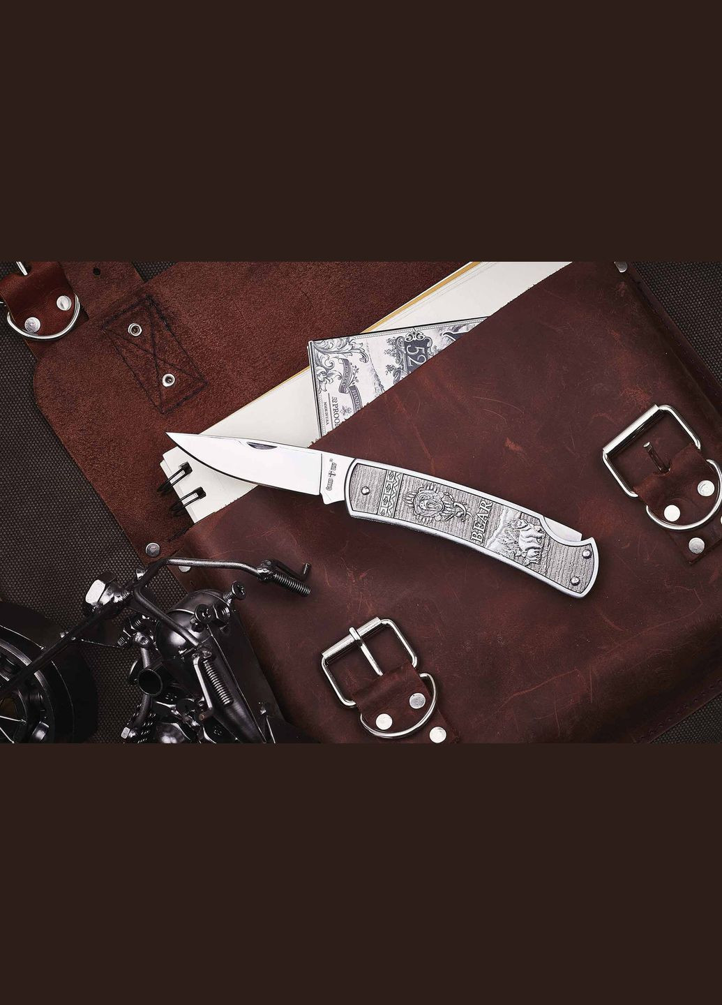 Ніж мисливський складаний BEAR у подарунковому футлярі No Brand (370770679)