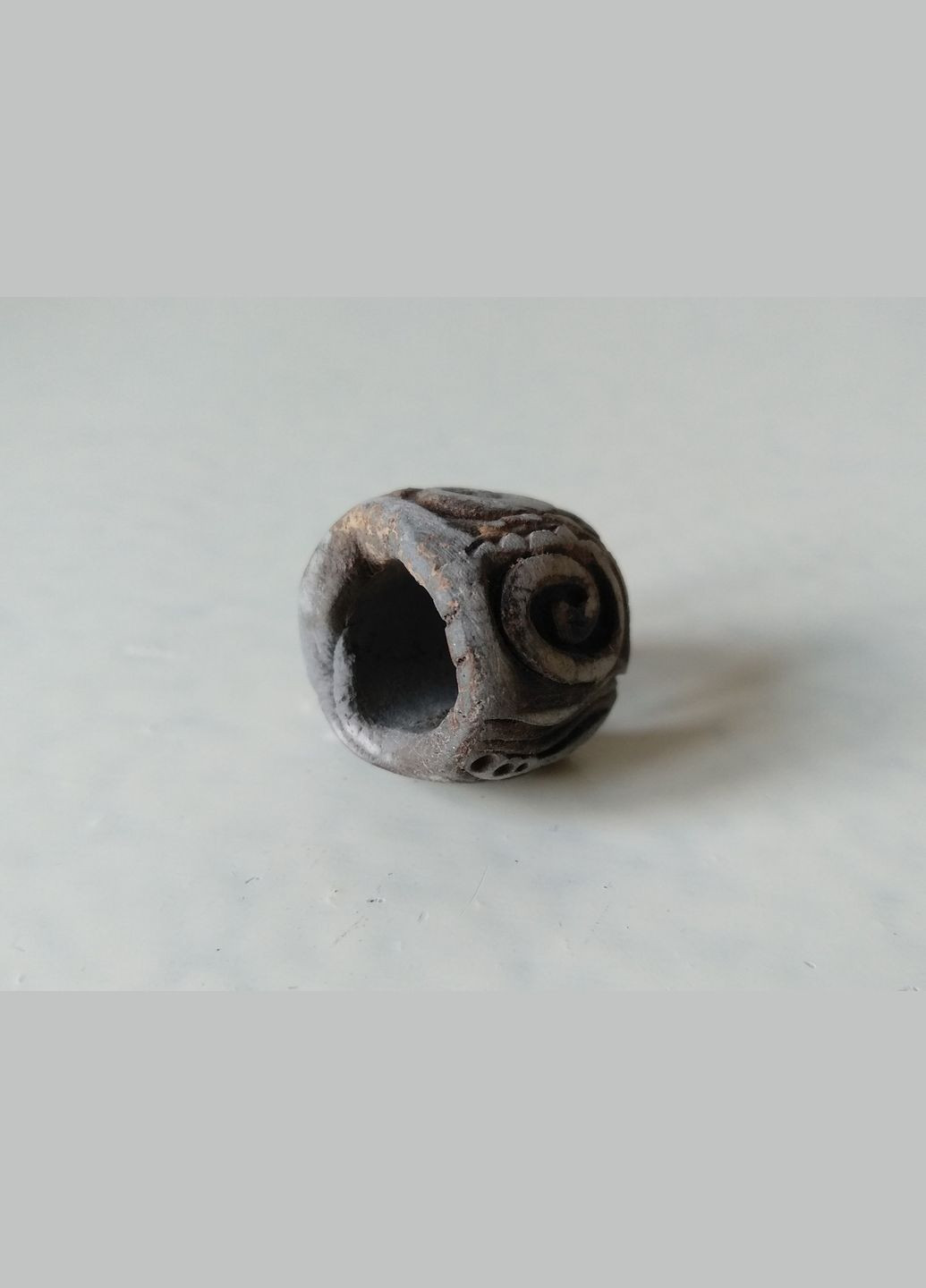 Керамічна намистина ручної роботи "Фантазійні Візерунки №4" (попеляста) Коти&Ангели (301532954)