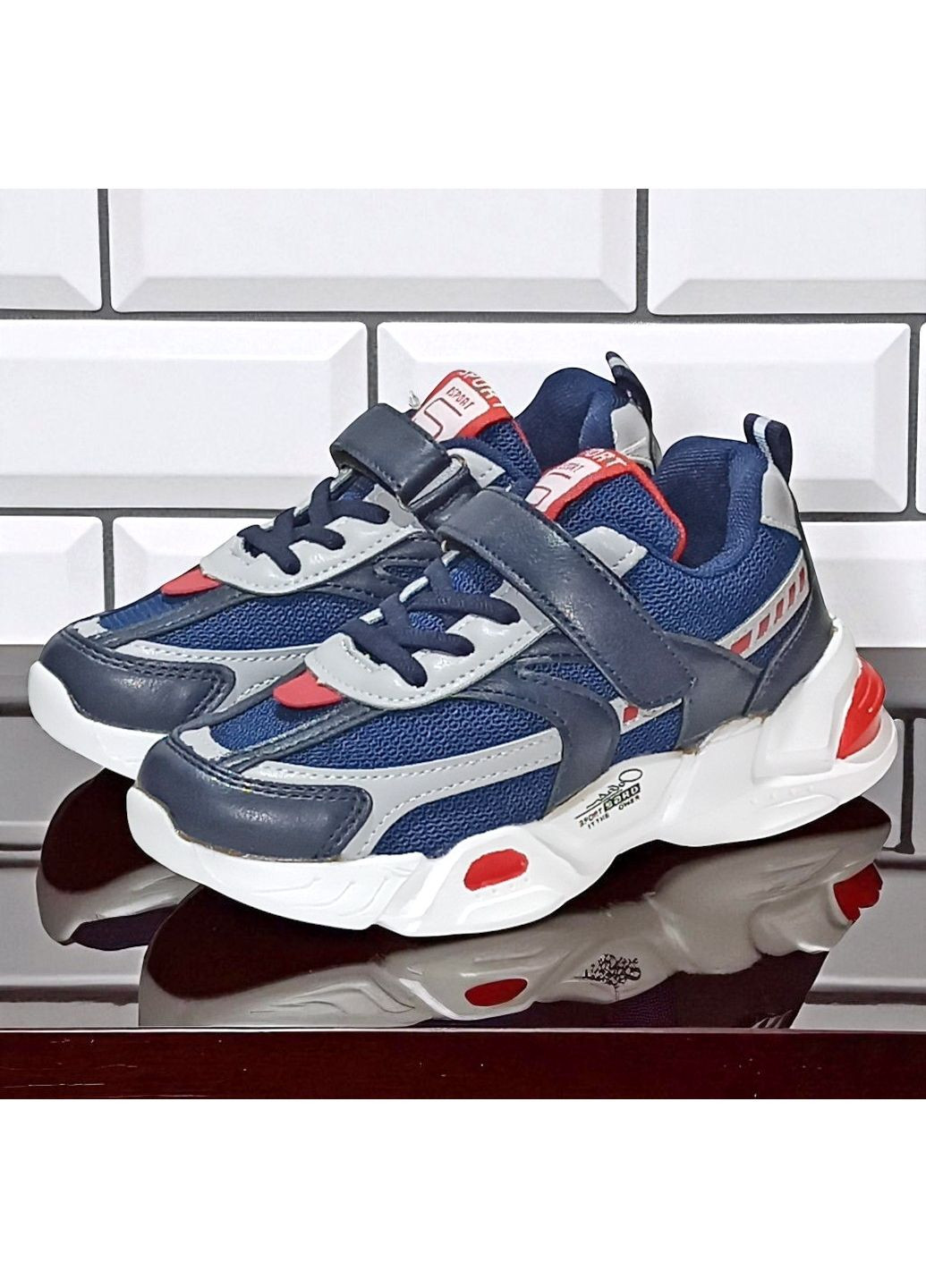 Синій Осінні ортопедичні демісезонні кросівки на липучці для хлопчика Boyang