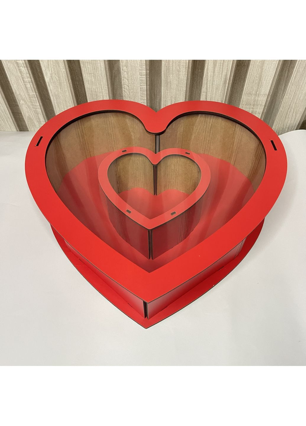 Дерев’яна подарункова коробка “Подвійне Серце” — елегантна упаковка для особливих моментів No Brand (369148519)