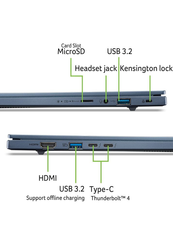 Ноутбук Swift Go 14 SFG14-75 14" WUXGA OLED, Intel U7-258V, 32GB, F1TB, UMA, Win11, синій Acer (372460707)