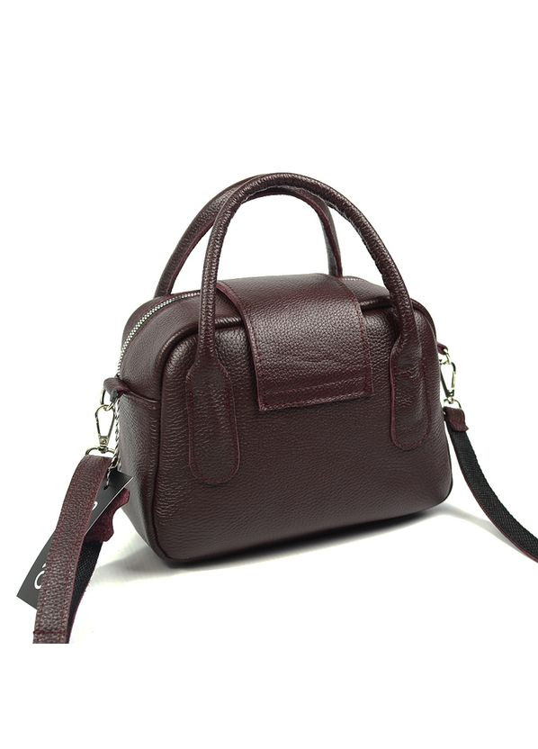 Бордовая женская кожаная маленькая сумка с ручками и длинным ремешком через плечо кросс боди Serebro (278634432)