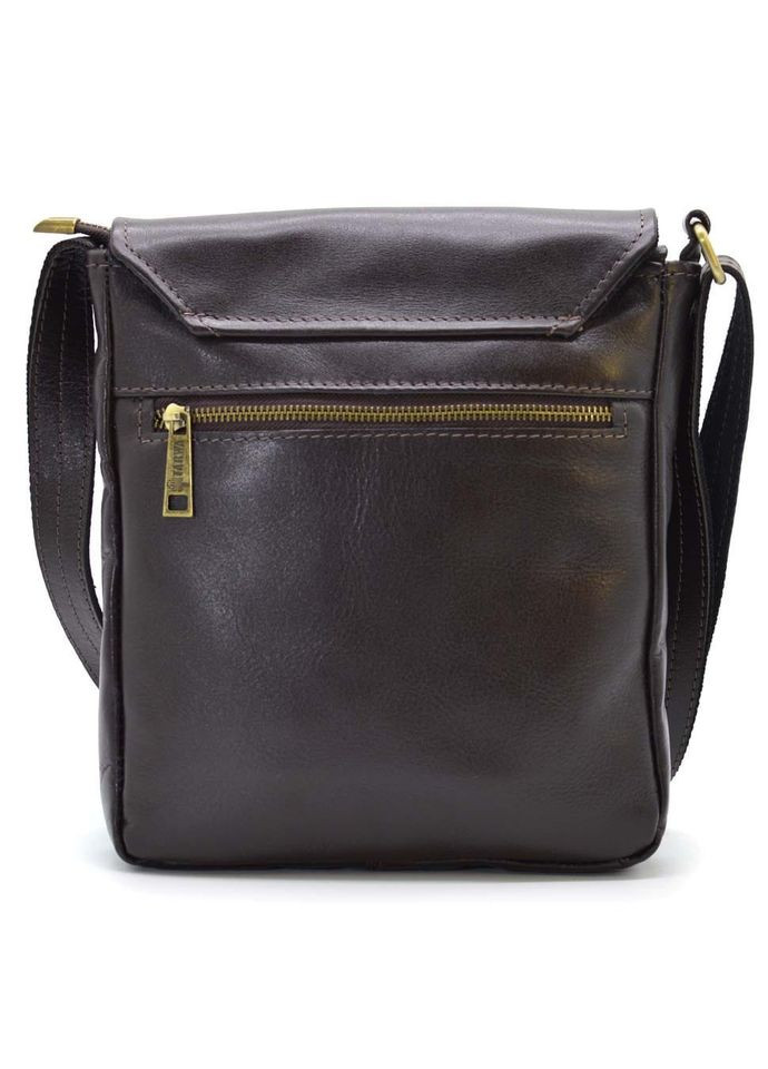 Мужская кожаная сумка через плечо компактный мессенджер из натуральной коричневой кожи 22*25,5*4 см TARWA (329149414)