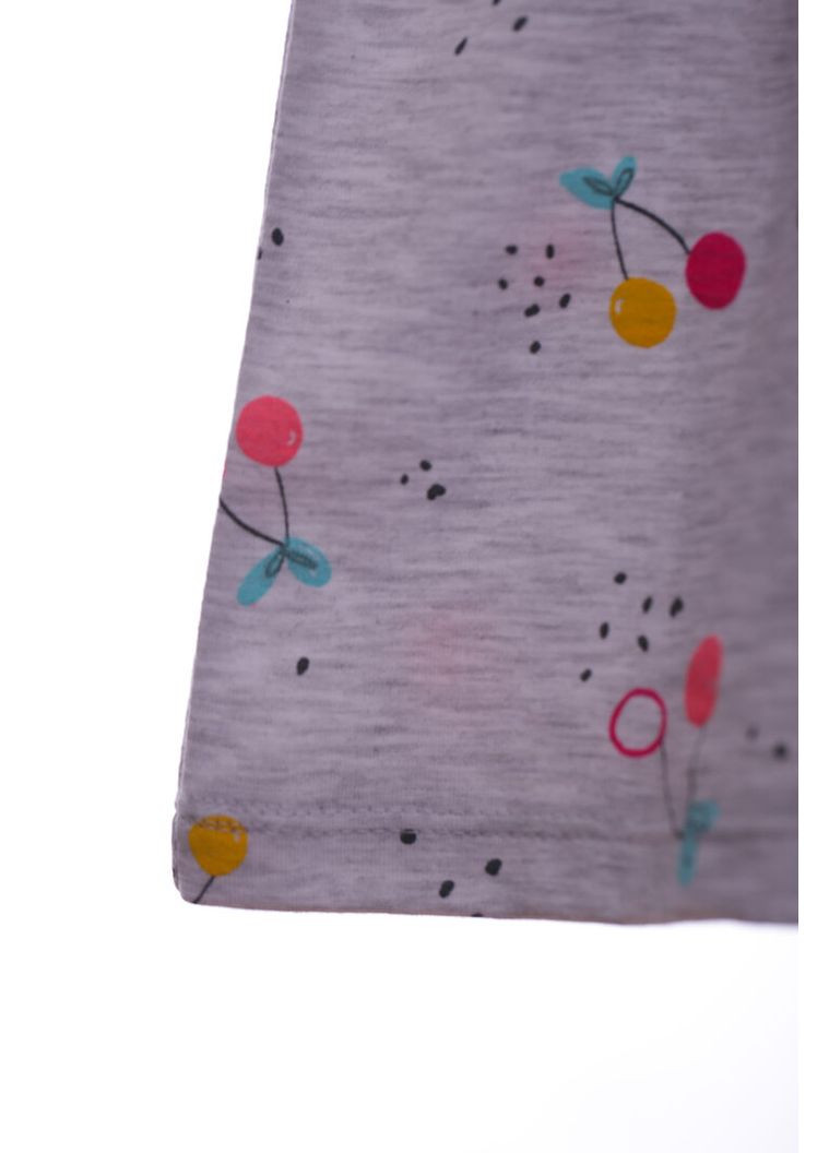 Сіра сукня трикотажна для дівчинки ferix з вишеньками світло-сіра 98 см (44866) BABYKROHA (317042737)