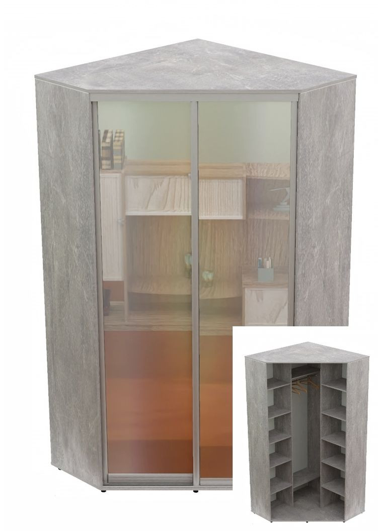 Шафа-купе дводверна 150*150*220 см Індастріал 2 двері Дзеркало Кут-5 Алекса (360436473)