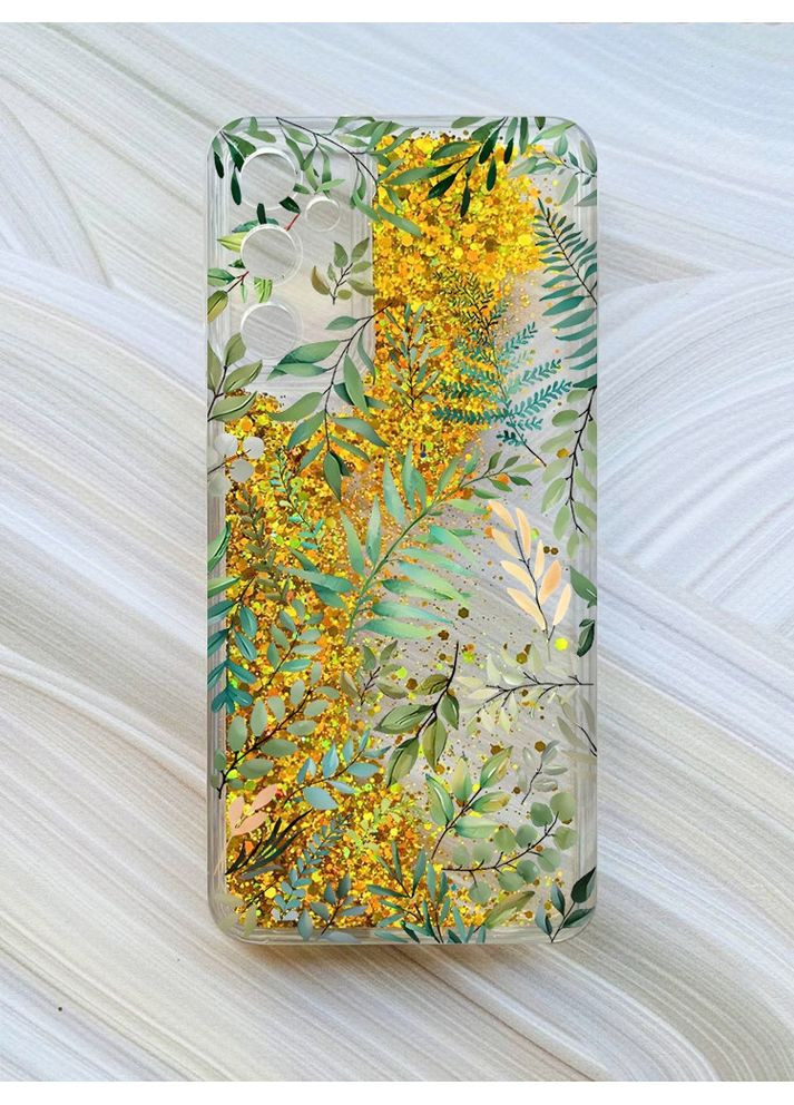 Чехол с плавающими блестками на Samsung Galaxy A25 (A256):: Растительный фон (принт 377) Creative (360670903)