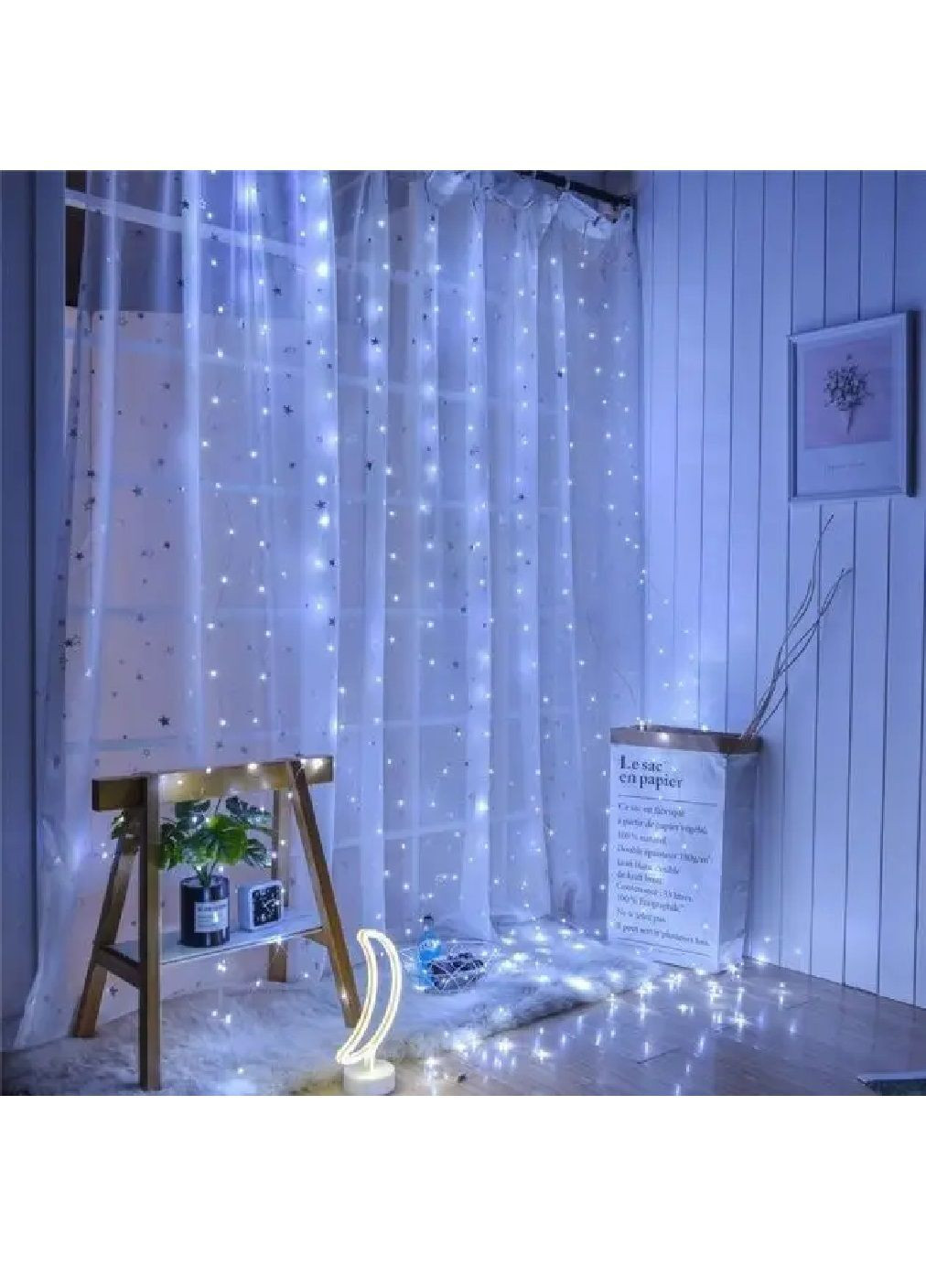 Гирлянда водопад новогодняя светодиодная с работой от сети 2х2 м 200 лампочек 8 режимов свечения (482117-Prob) Холодная белая Unbranded (370688108)