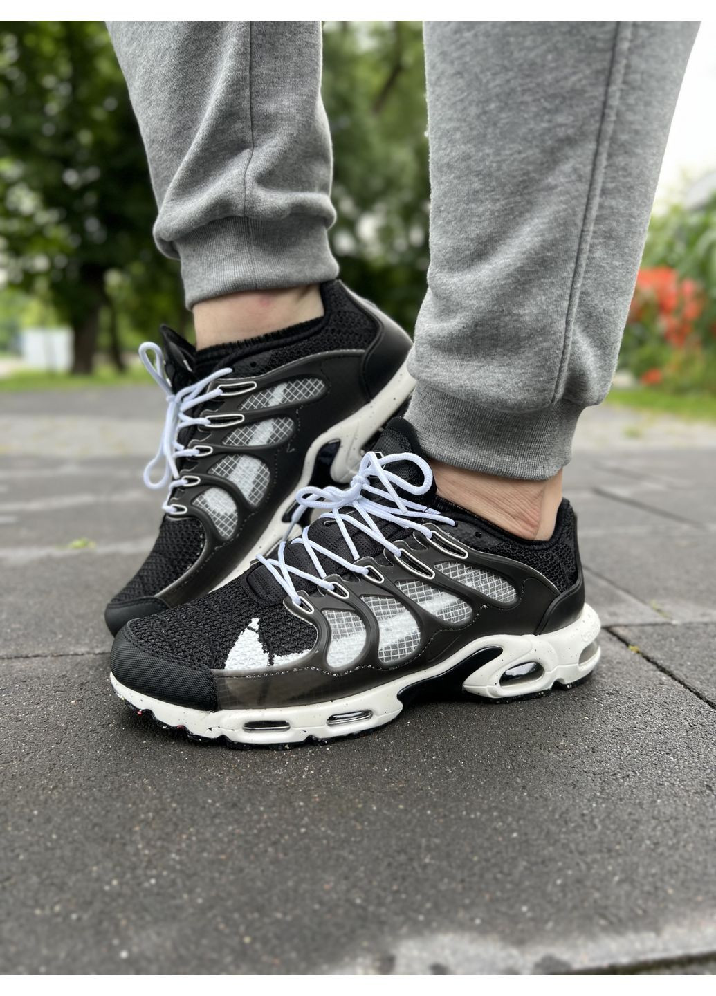 КРОССОВКИ ЖЕНСКИЕ NIKE AIR MAX TN TERRASCAPE PLUS BLACK WHITE НАЙК АИР МАКС ТН ПЛЮС No Brand чёрные демисезоны (367175779)