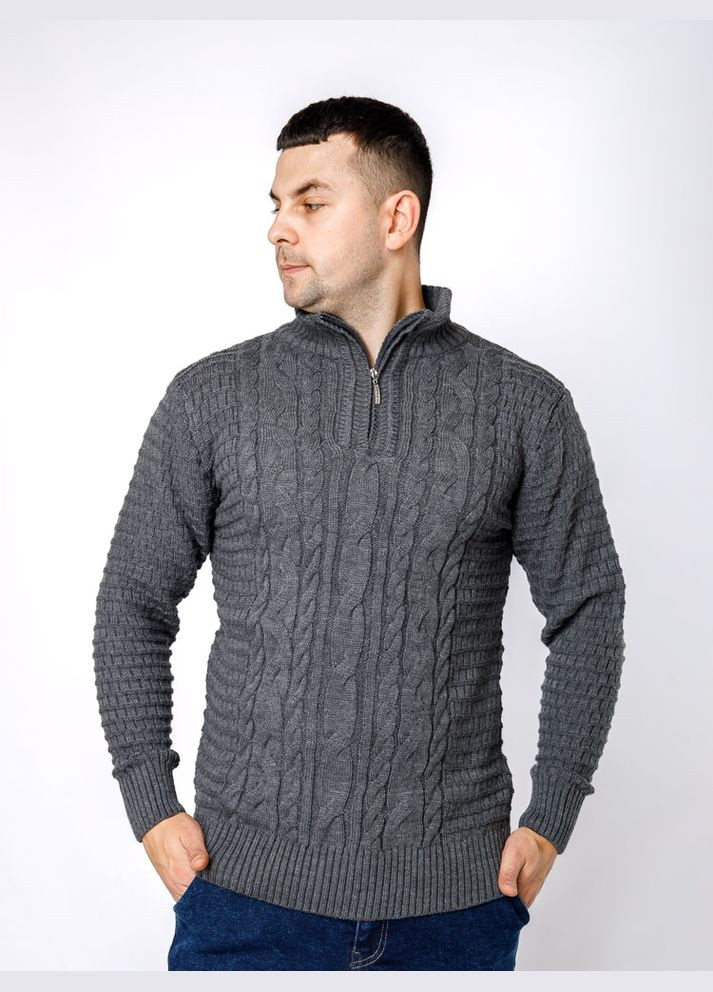 Темно-серый зимний мужской свитер цвет темно-серый цб-00236422 Bektas