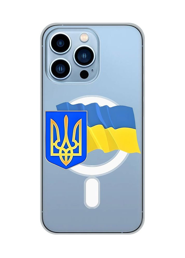 Магнітний чохол на iPhone 13 Pro Max із підтримкою MagSafe:: Тризуб і прапор України (принт 384) CASE CONTROL (360670860)