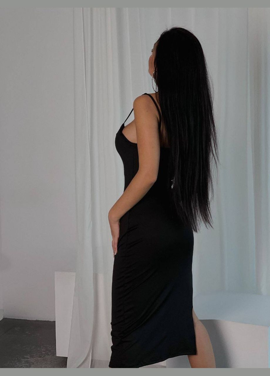 Чорна святковий, коктейльна, ділова, карнавальний, повсякденний, відвертий, вечірня жіноча сукня обтягуюча на бретельках силуетна No Brand