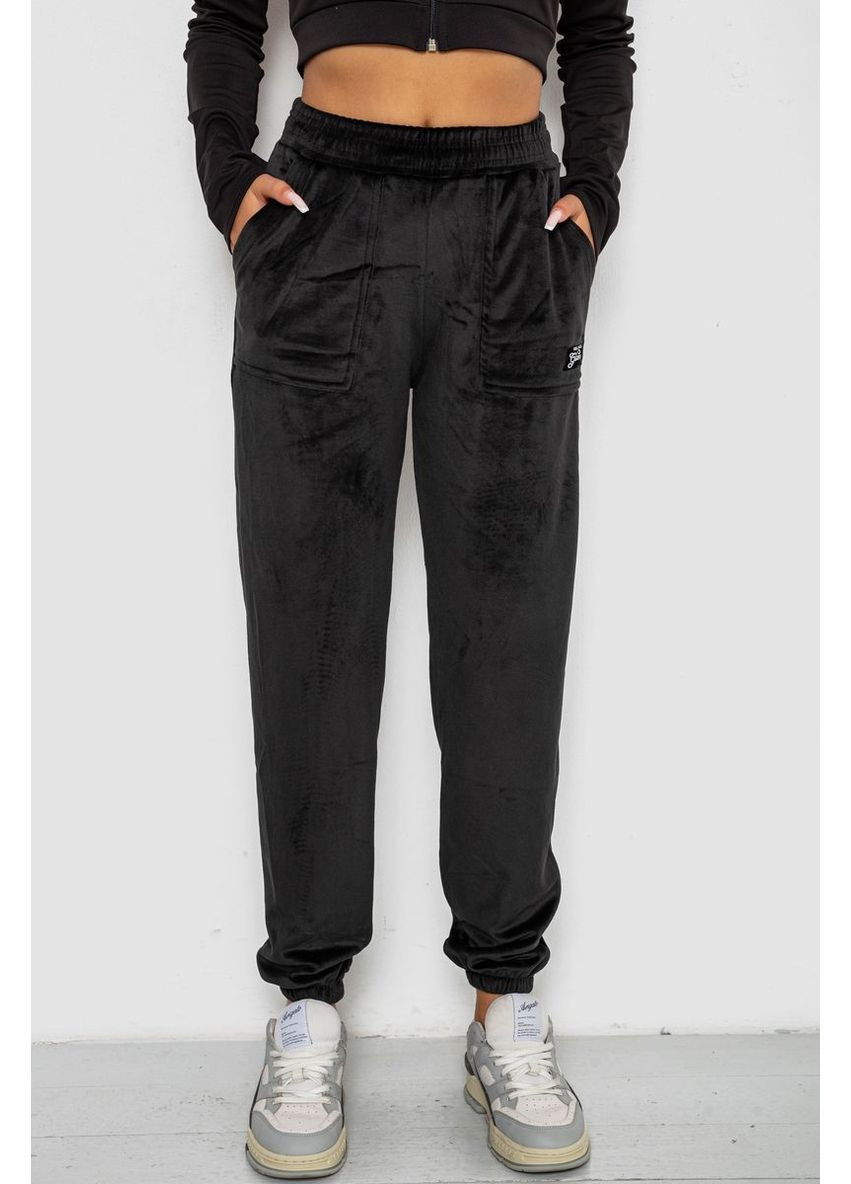 Спортивні штани велюрові жіночі на флісі, колір чорний, 238R58649 Ager (361030984)