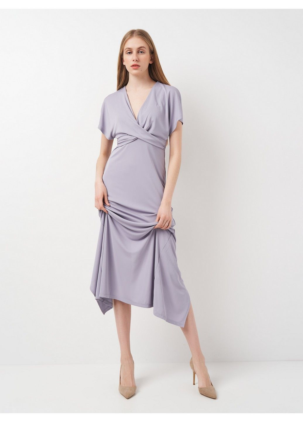 Светло-фиолетовое вечернее платье H&M однотонное