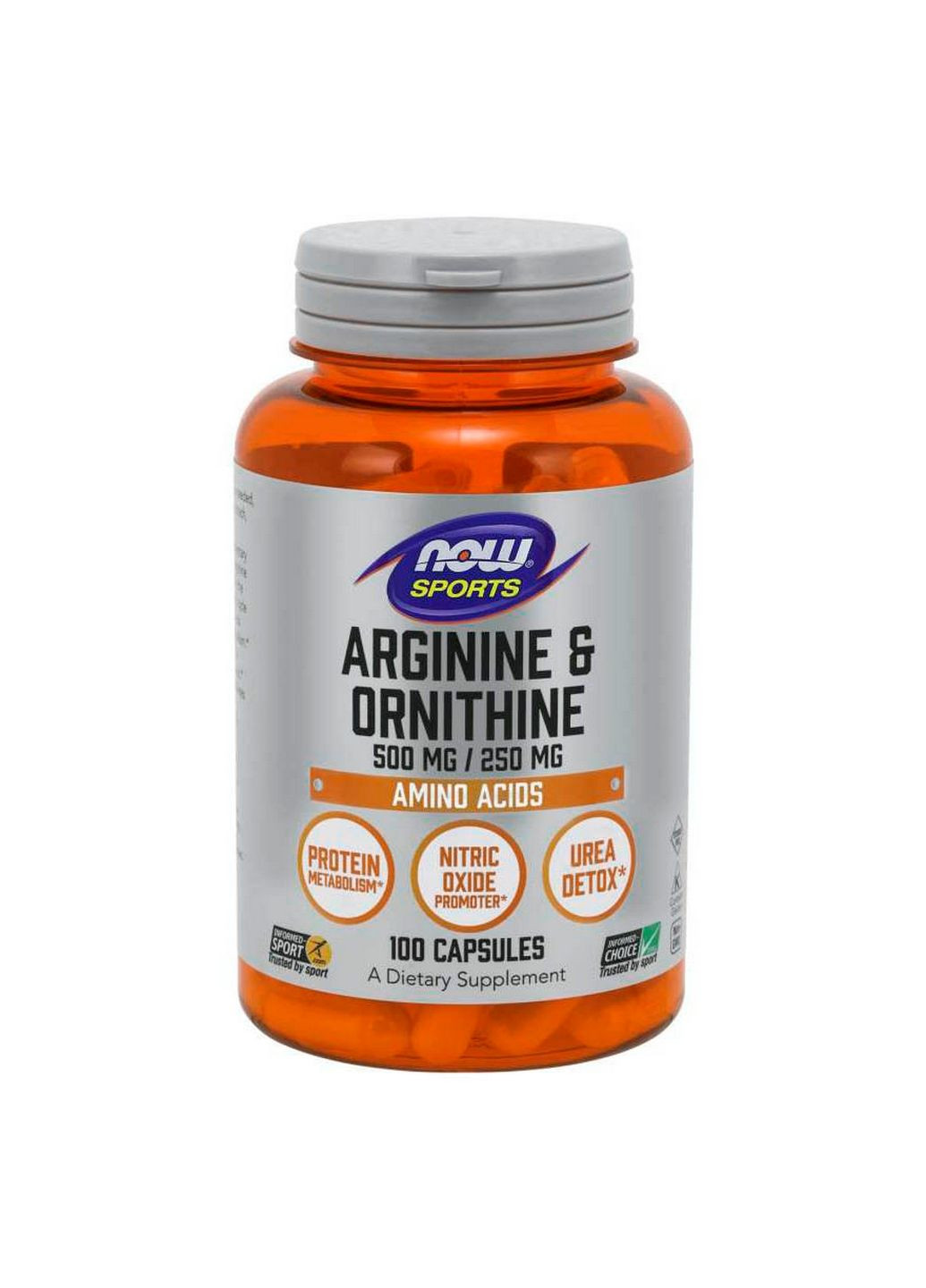 Амінокислота Sports Arginine and Ornithine, 100 капсул Now (294927833)